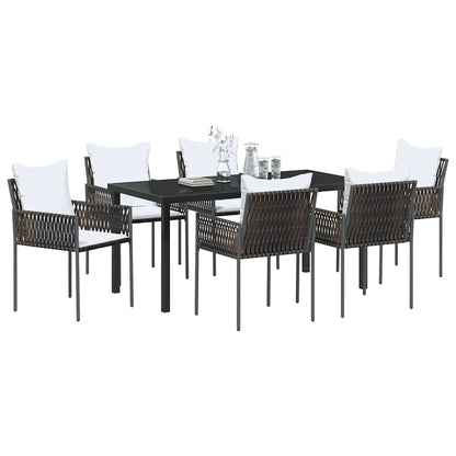 Garten Essgruppe 7 pcs Braun Poly Rattan