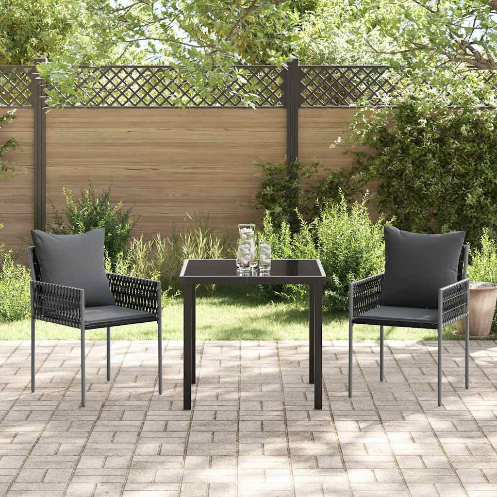 Garten Essgruppe 3 pcs Schwarz Poly Rattan