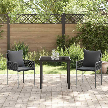 Garten Essgruppe 3 pcs Schwarz Poly Rattan