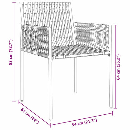 Garten Essgruppe 3 pcs Schwarz Poly Rattan