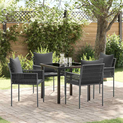 Garten Essgruppe 5 pcs Schwarz Poly Rattan