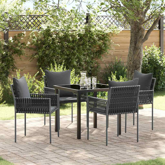 Garten Essgruppe 5 pcs Schwarz Poly Rattan