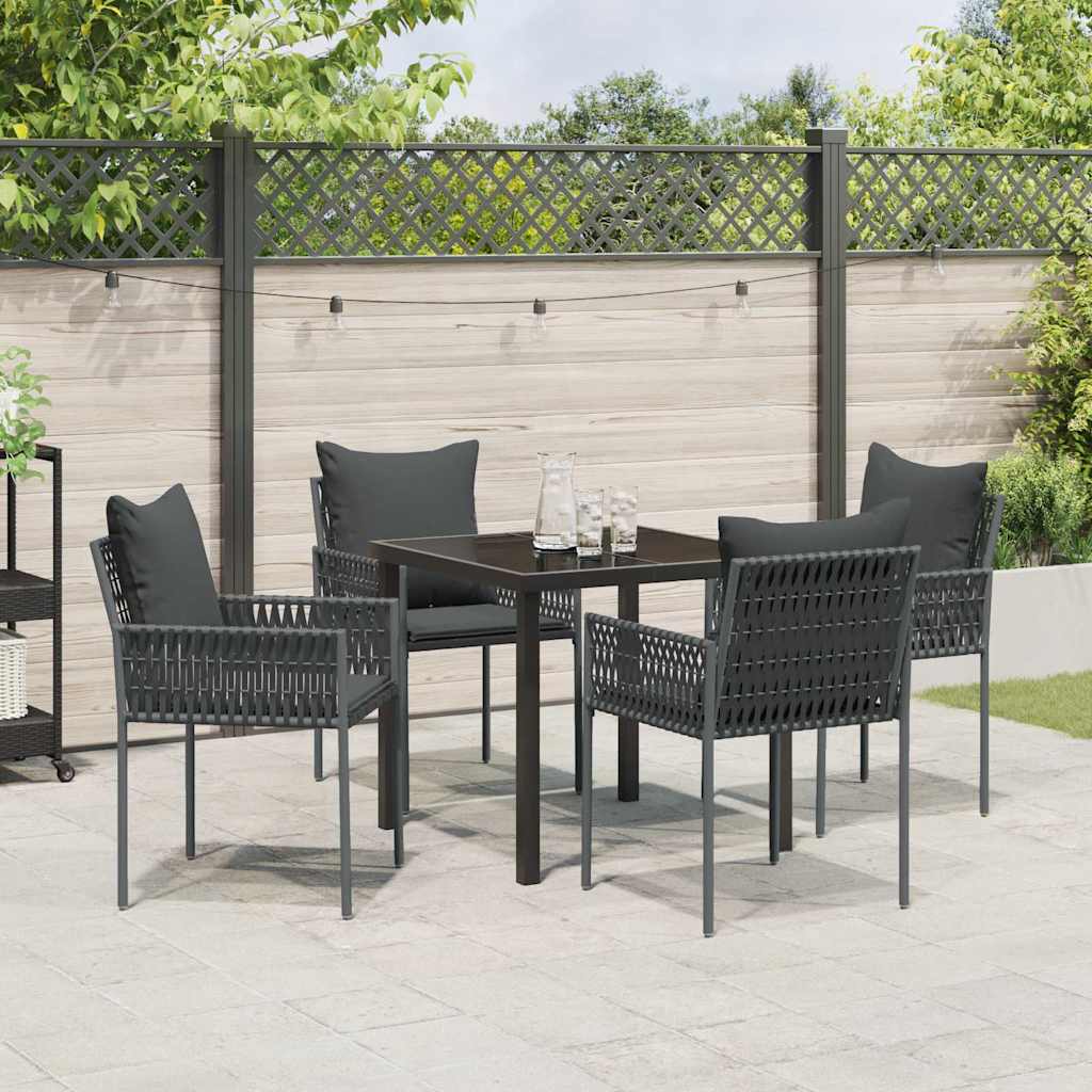 Garten Essgruppe 5 pcs Schwarz Poly Rattan