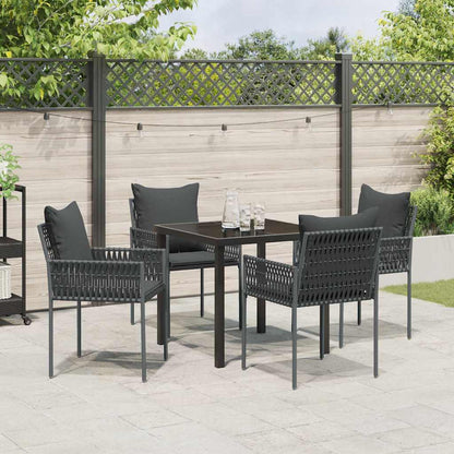 Garten Essgruppe 5 pcs Schwarz Poly Rattan