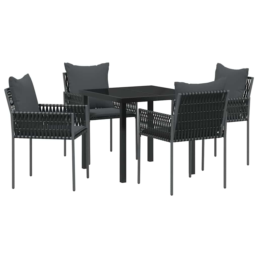 Garten Essgruppe 5 pcs Schwarz Poly Rattan