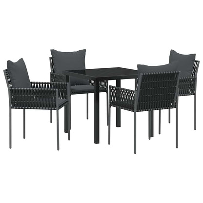 Garten Essgruppe 5 pcs Schwarz Poly Rattan