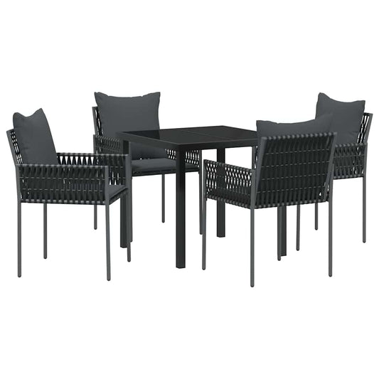 Garten Essgruppe 5 pcs Schwarz Poly Rattan