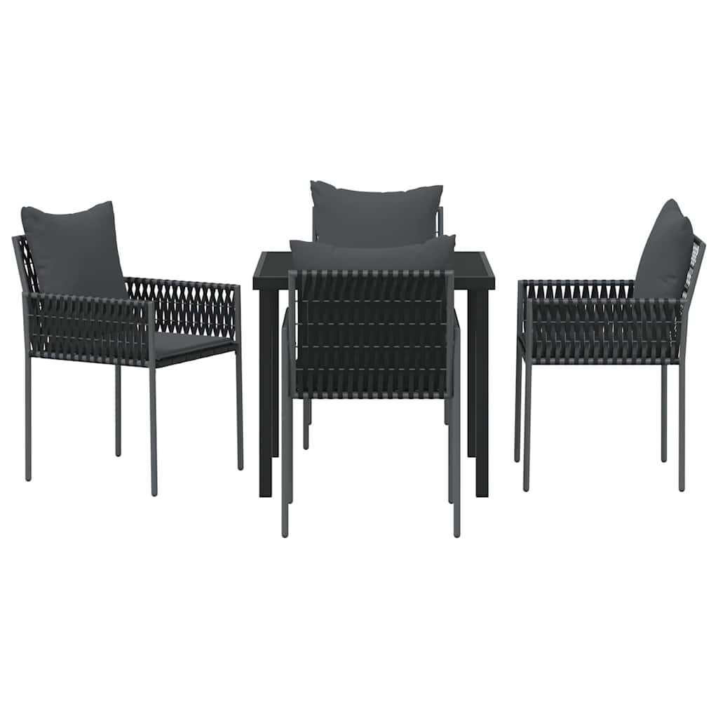 Garten Essgruppe 5 pcs Schwarz Poly Rattan