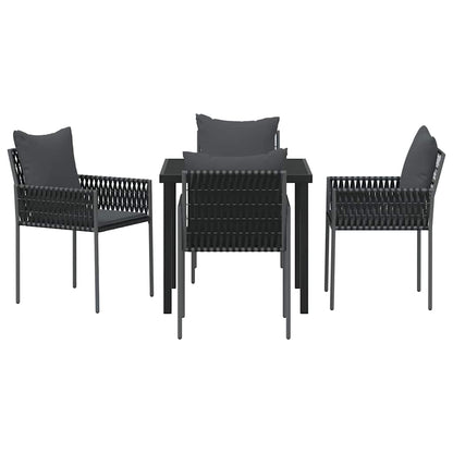 Garten Essgruppe 5 pcs Schwarz Poly Rattan