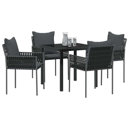 Garten Essgruppe 5 pcs Schwarz Poly Rattan