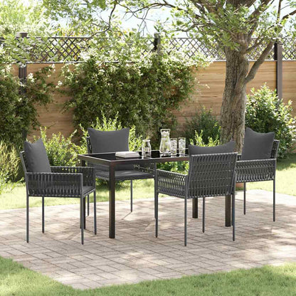 Garten Essgruppe 5 pcs Schwarz Poly Rattan
