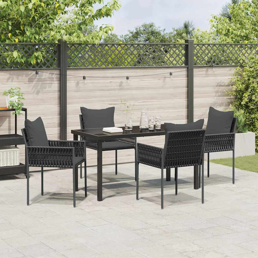 Garten Essgruppe 5 pcs Schwarz Poly Rattan