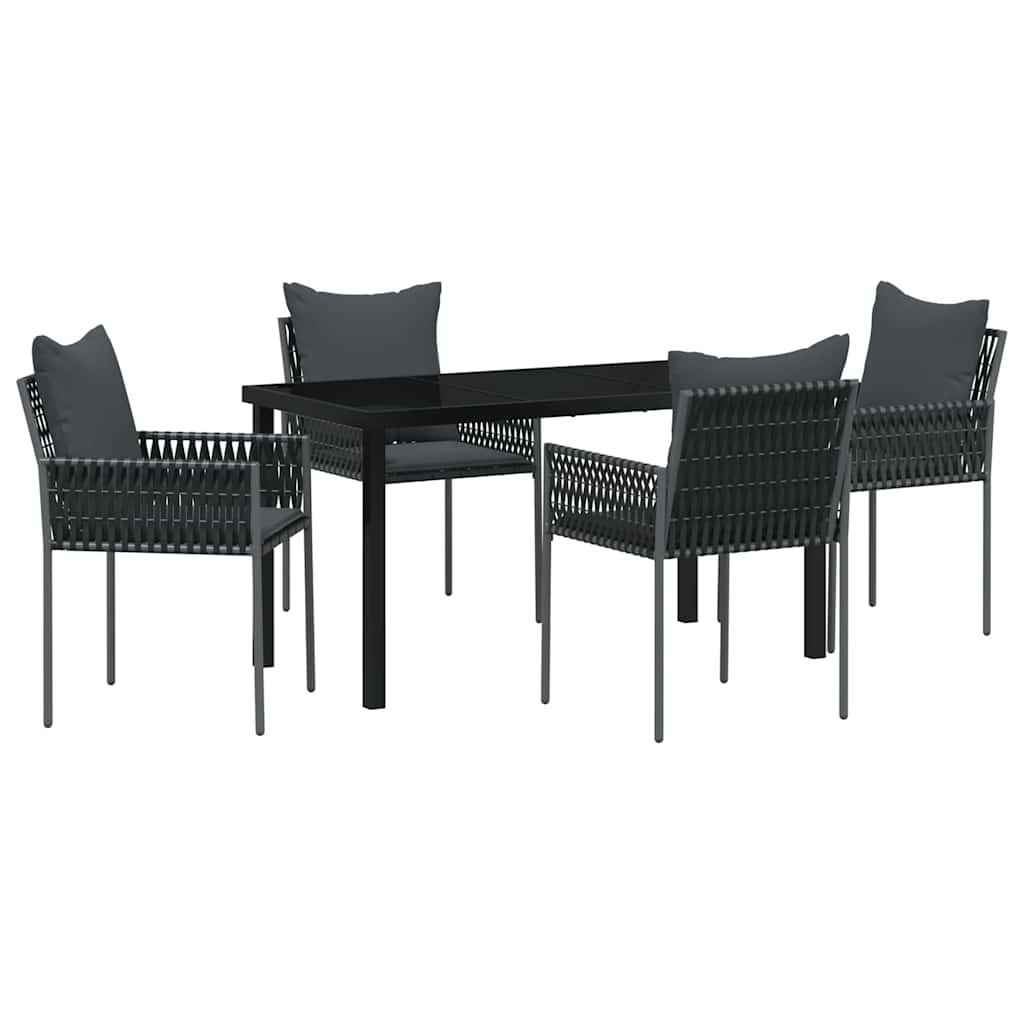 Garten Essgruppe 5 pcs Schwarz Poly Rattan