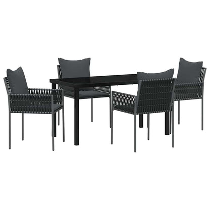 Garten Essgruppe 5 pcs Schwarz Poly Rattan