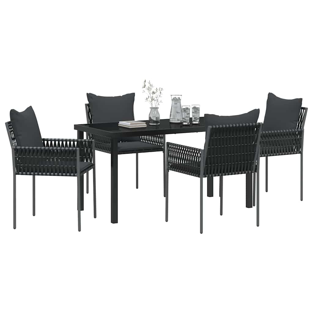 Garten Essgruppe 5 pcs Schwarz Poly Rattan