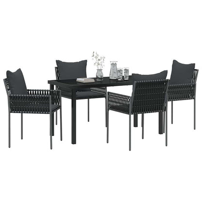 Garten Essgruppe 5 pcs Schwarz Poly Rattan