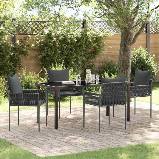 Garten Essgruppe 5 pcs Schwarz Poly Rattan