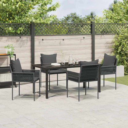 Garten Essgruppe 5 pcs Schwarz Poly Rattan