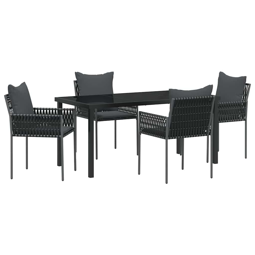 Garten Essgruppe 5 pcs Schwarz Poly Rattan