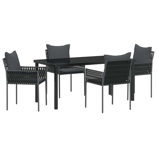 Garten Essgruppe 5 pcs Schwarz Poly Rattan