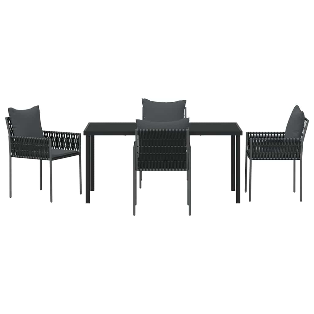 Garten Essgruppe 5 pcs Schwarz Poly Rattan