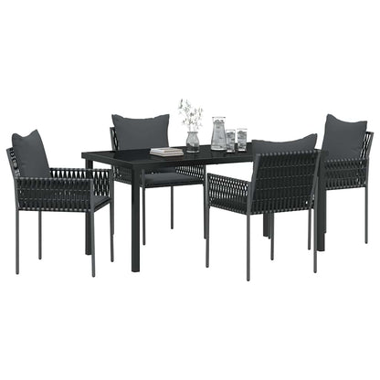 Garten Essgruppe 5 pcs Schwarz Poly Rattan