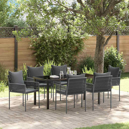 Garten Essgruppe 7 pcs Schwarz Poly Rattan