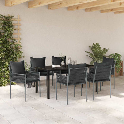 Garten Essgruppe 7 pcs Schwarz Poly Rattan