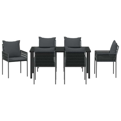Garten Essgruppe 7 pcs Schwarz Poly Rattan