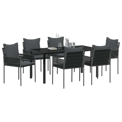 Garten Essgruppe 7 pcs Schwarz Poly Rattan
