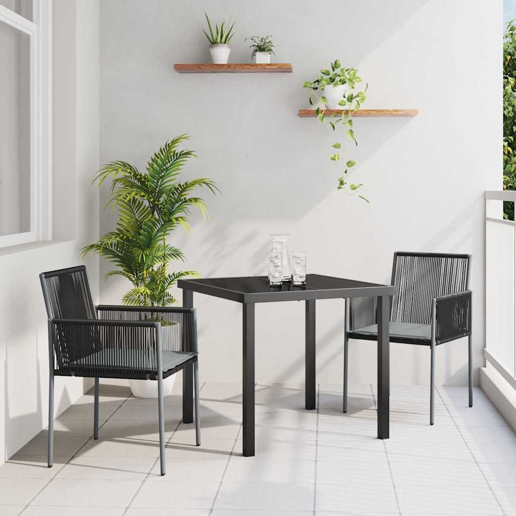 Garten Essgruppe 3 pcs Schwarz Poly Rattan