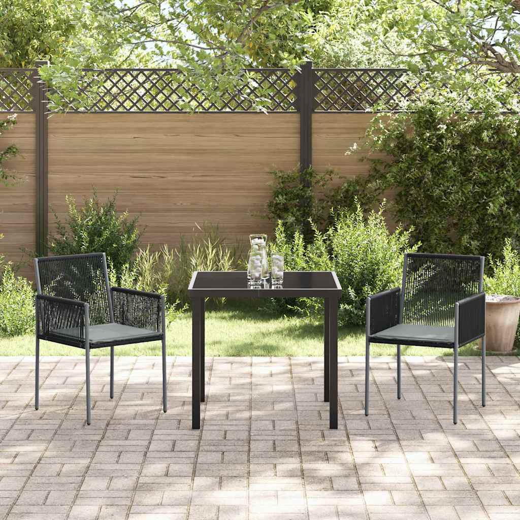 Garten Essgruppe 3 pcs Schwarz Poly Rattan