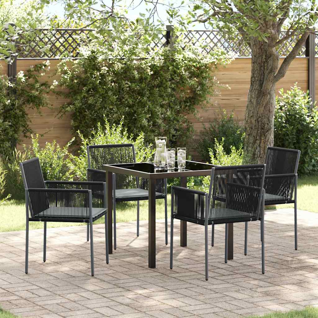 Garten Essgruppe 5 pcs Schwarz Poly Rattan