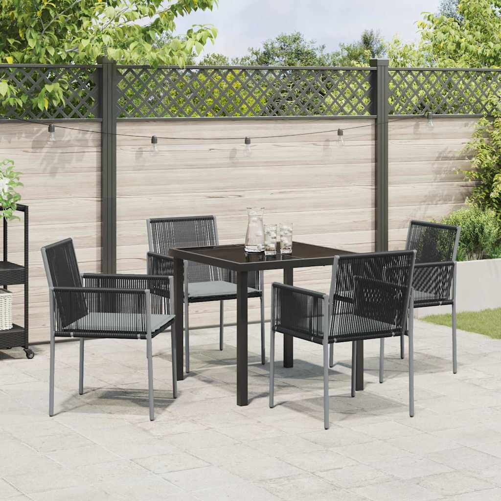 Garten Essgruppe 5 pcs Schwarz Poly Rattan