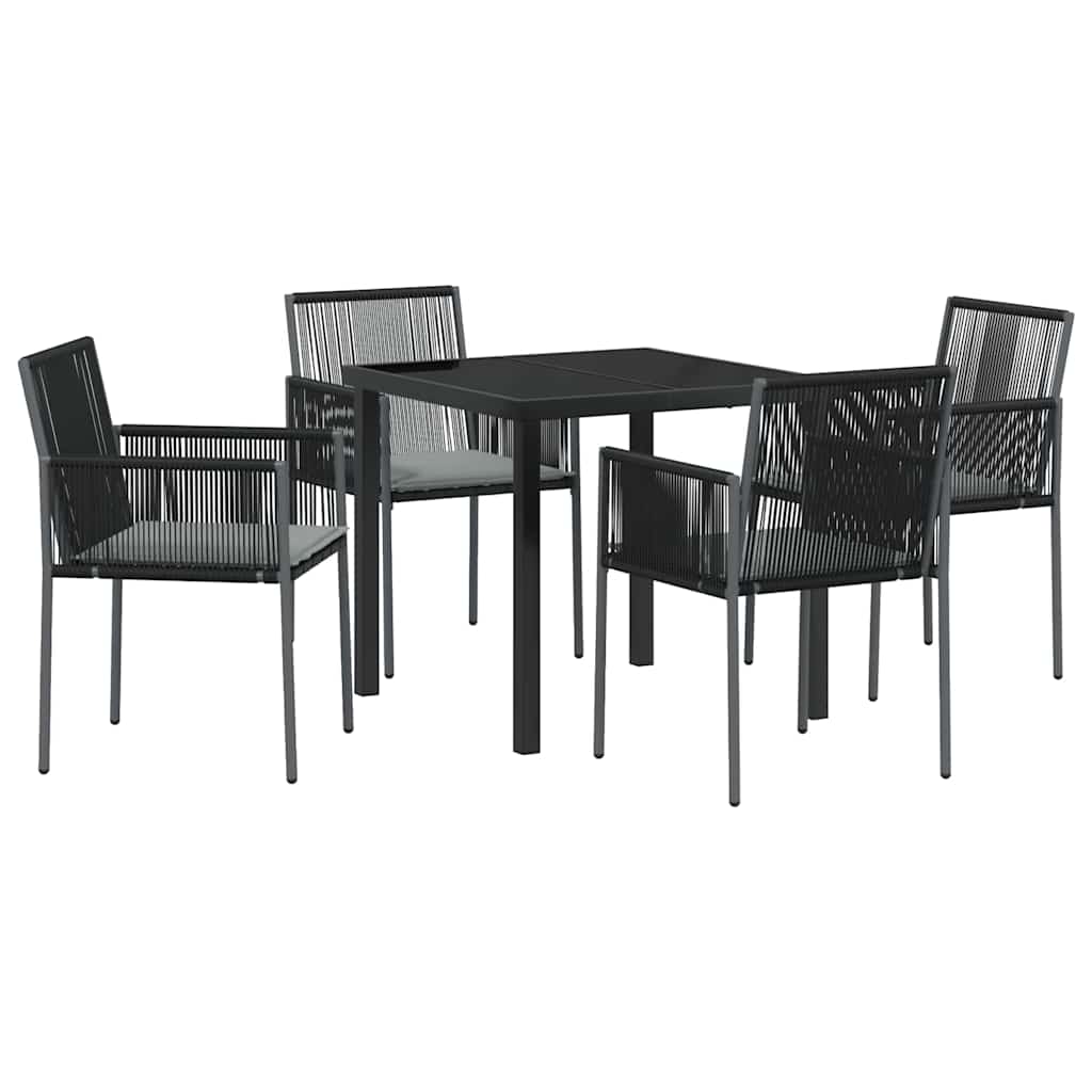 Garten Essgruppe 5 pcs Schwarz Poly Rattan