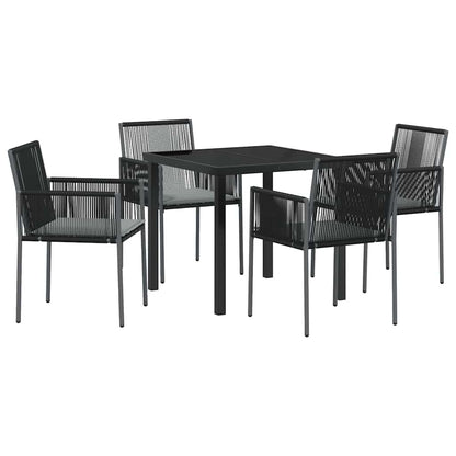 Garten Essgruppe 5 pcs Schwarz Poly Rattan