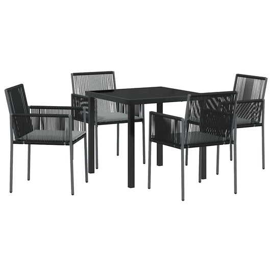 Garten Essgruppe 5 pcs Schwarz Poly Rattan