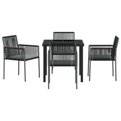 Garten Essgruppe 5 pcs Schwarz Poly Rattan