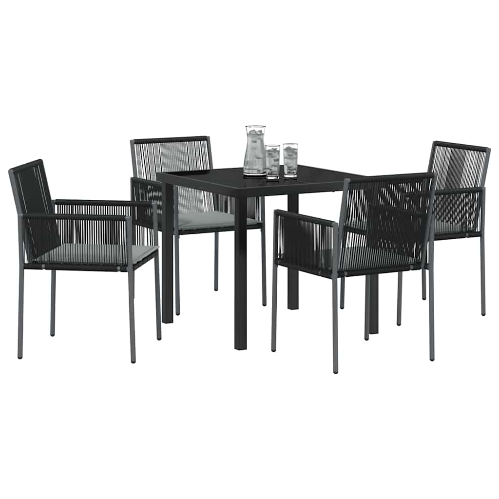 Garten Essgruppe 5 pcs Schwarz Poly Rattan