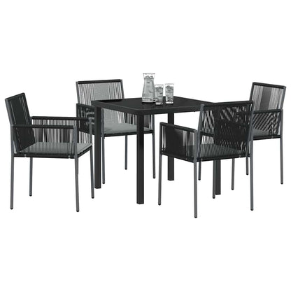 Garten Essgruppe 5 pcs Schwarz Poly Rattan