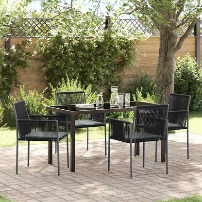 Garten Essgruppe 5 pcs Schwarz Poly Rattan