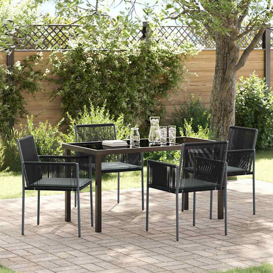 Garten Essgruppe 5 pcs Schwarz Poly Rattan