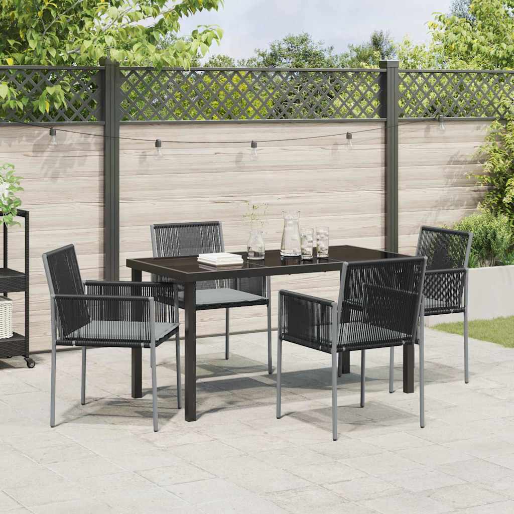 Garten Essgruppe 5 pcs Schwarz Poly Rattan