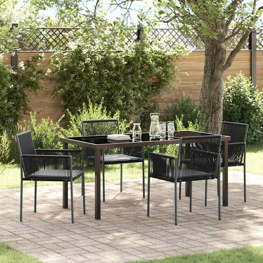 Garten Essgruppe 5 pcs Schwarz Poly Rattan