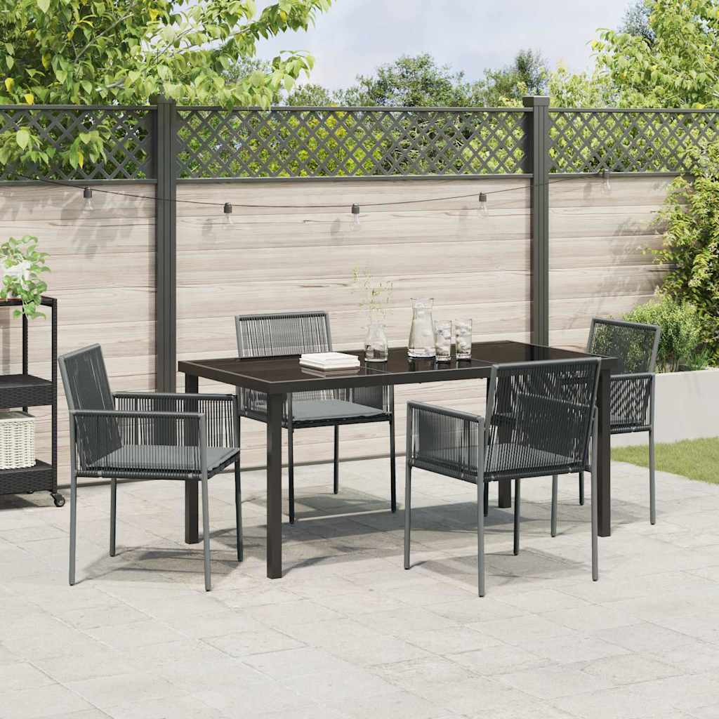 Garten Essgruppe 5 pcs Schwarz Poly Rattan