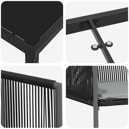 Garten Essgruppe 7 pcs Schwarz Poly Rattan