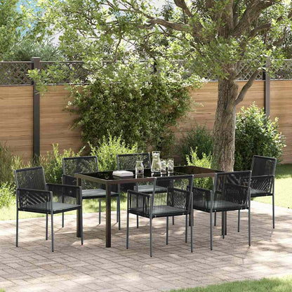 Garten Essgruppe 7 pcs Schwarz Poly Rattan