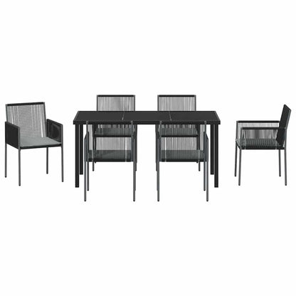 Garten Essgruppe 7 pcs Schwarz Poly Rattan