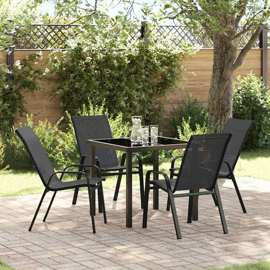 Garten Essgruppe 5 pcs Schwarz Textilene und Stahl