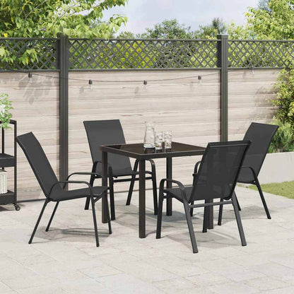 Garten Essgruppe 5 pcs Schwarz Textilene und Stahl
